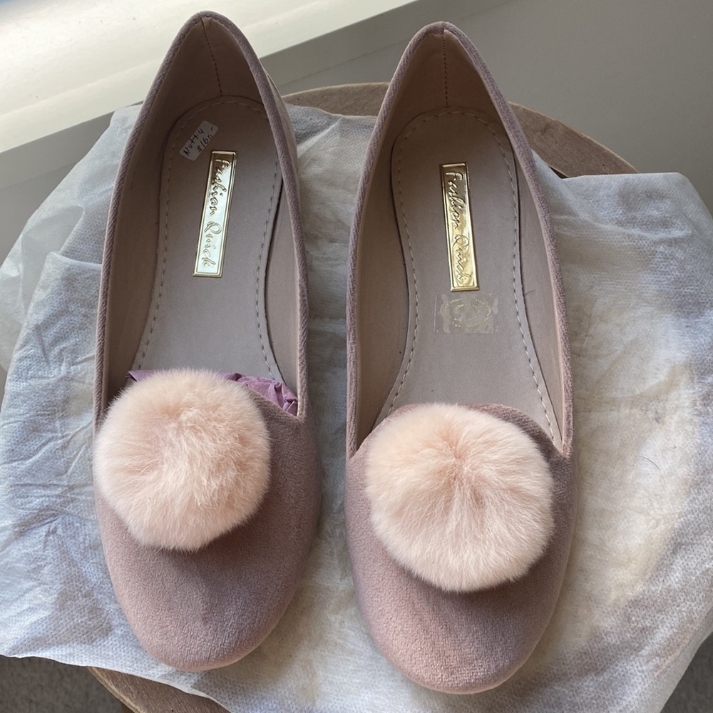 Pink Flats with Pom Poms - Picture 2 of 4